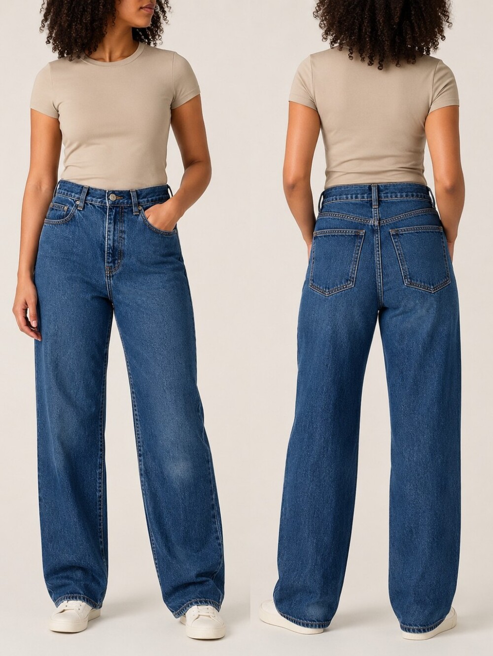 UNIQLO Jeans Size 6 High Rise Wide Straight Leg Kaihara 100% Cotton Denim